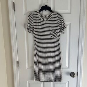 Stella Luce Black and White Striped Pocket Teeshirt Dress